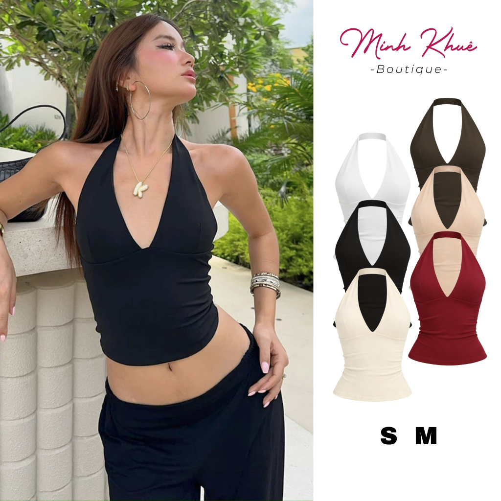 [Mở Bán] Áo Thun Nữ Yếm Trơn Xẻ Ngực Thun Borip Lụa DD25 Mềm Mát Ôm Body Co Giãn Minh Khuê Boutique
