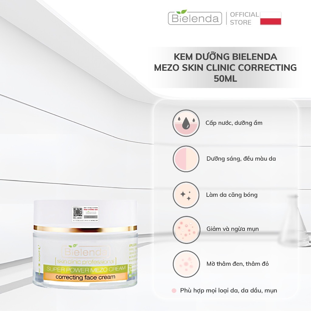 [BLOSSOM] Kem dưỡng Bielenda Mezo Skin Clinic Correcting dưỡng sáng da, mờ thâm 50ml
