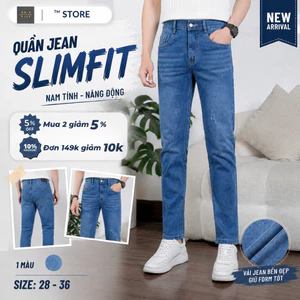 Quần jean nam dài SLIMFIT hot trend was sáng nhẹ vải DENIM COTTON