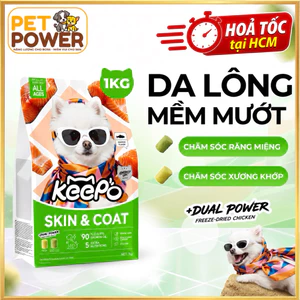 Hạt Cho Chó Keepo K3 1KG Vị Gà & Cá Hồi - Omega 3 Đẹp Da Mượt Lông, Hỗ Trợ Xương Khớp, Mọi Lứa Tuổi