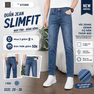 Quần jeans nam cao cấp TM Store, vải DENIM co dãn cao cấp tôn dáng màu xanh was