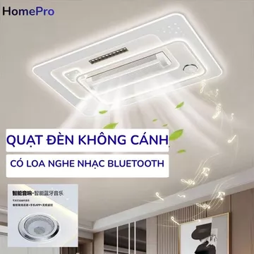 [CÓ LOA NHẠC BLUETOOTH] Quạt đèn ốp trần, Đèn quạt trần không cánh lắp được cho các loại trần la phong thạch cao gỗ