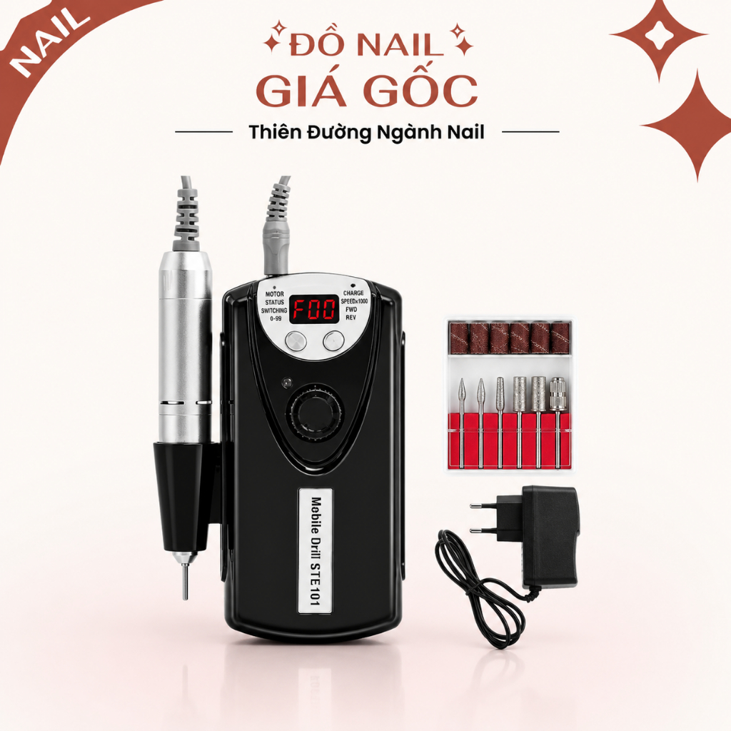 Máy mài nail Mobile Drill, STE101 cao cấp - Mài móng tích điện chuyên dụng trong ngành nail