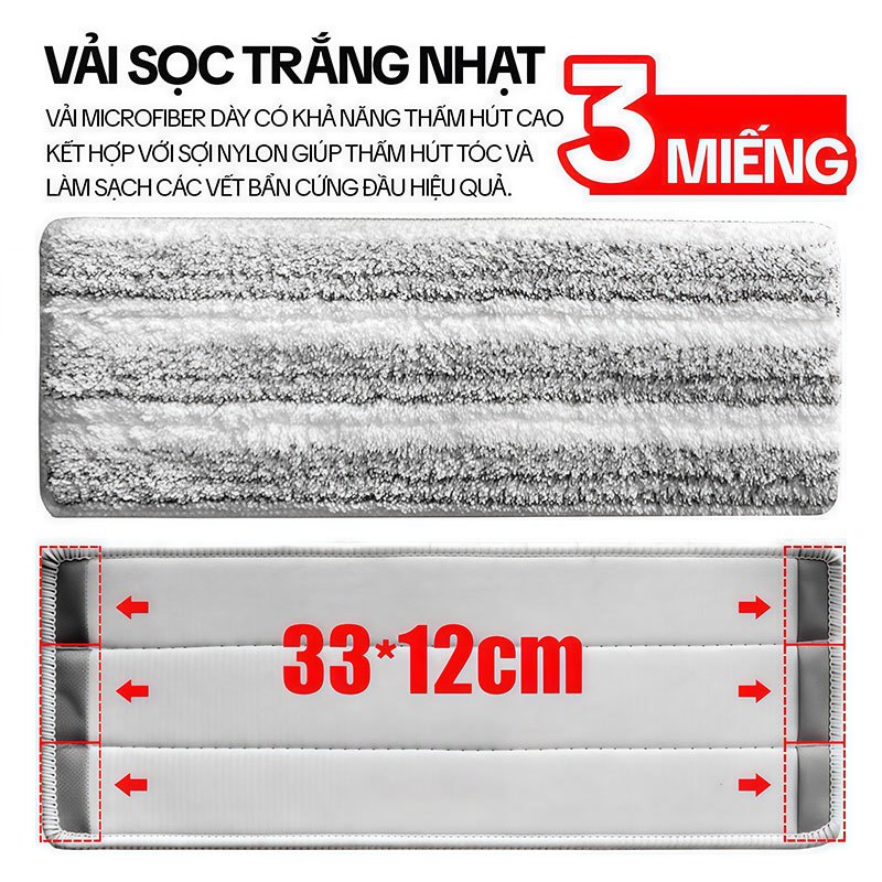 Cây Lau Nhà Tự Vắt KITIMOP SM33 PRO, Thùng Lau Nhà Tự Vắt Thông Minh, Chổi Lau Nhà Xoay 360 Độ