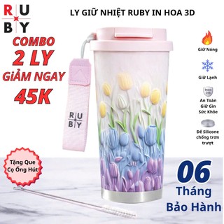 Ly Giữ Nhiệt 500ml RuBy In Hoa 3D RB-HS500 Inox 316, Giữ Nhiệt 6-8h, Bảo Hành 6 Tháng