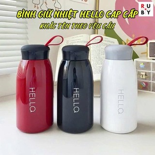 Bình giữ nhiệt Hello, giữ nóng lạnh 12 tiếng, khắc tên theo yêu cầu, inox 304, không mùi, có 3 màu