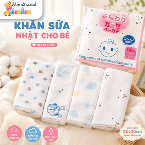 Combo 10 Chiếc Khăn Xô Khăn Sữa Nhật Cho Bé 30x30cm Cotton Mềm Mại Thoáng Mát Đa Năng Doudou A06