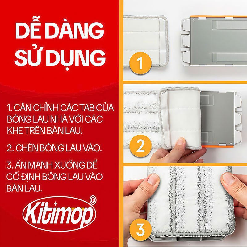 Cây Lau Nhà Tự Vắt KITIMOP PRO MAX, Thùng Lau Nhà Tự Vắt Thông Minh, Chổi Lau Nhà Xoay 360 Độ