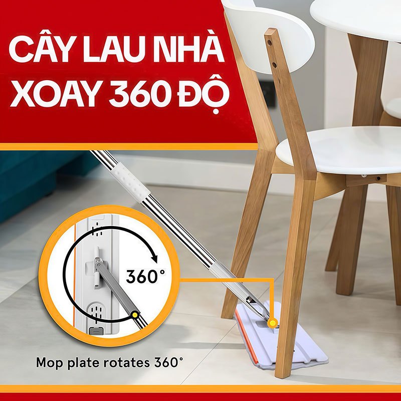 Cây Lau Nhà Tự Vắt KITIMOP PRO MAX, Thùng Lau Nhà Tự Vắt Thông Minh, Chổi Lau Nhà Xoay 360 Độ