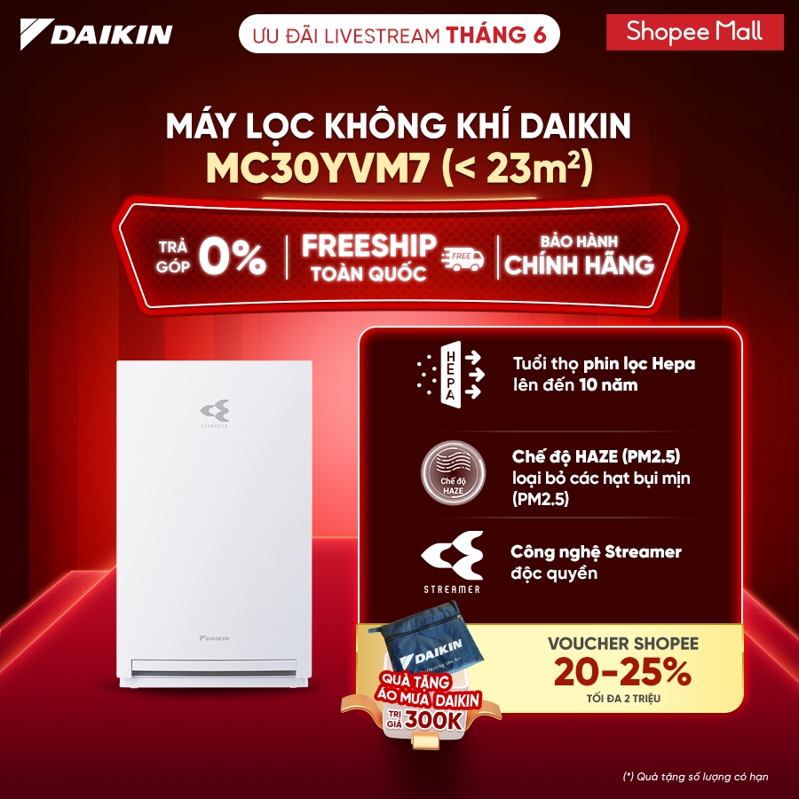 [LIVESTREAM] Máy lọc không khí Daikin MC30YVM7 - Diện tích sử dụng 23m2