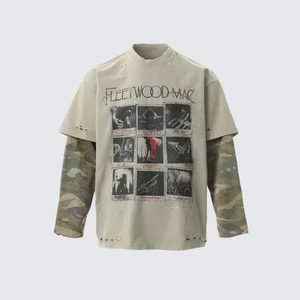 Hoạ tiết camo mây rap áo thun phối tay dài long sleeve nam nữ form oversize