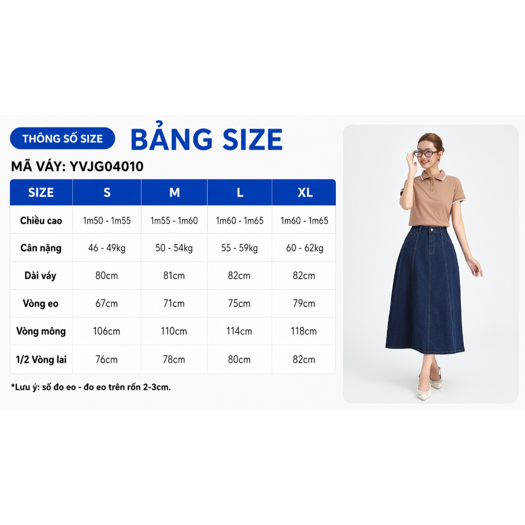 Chân Váy Midi Denim GMORNING Form A Cách Điệu Phối Chỉ Vàng Trẻ Trung YVJG04010