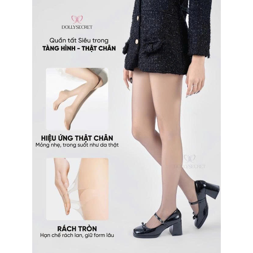 [BS] Quần Tất Mùa Hè Tàng Hình Siêu Trong Thật Chân DOLLY SECRET Mềm Mịn Nữ Suốt Siêu Mỏng