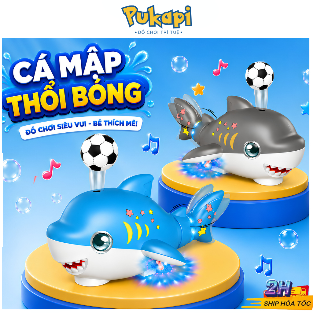 Đồ Chơi Cá Mập Thổi Bóng Cá Heo Có Nhạc Có Đèn Led Bóng Lơ Lửng Di Chuyển Con Voi Thổi Bóng - Đồ Chơi Cho Bé PUKAPI