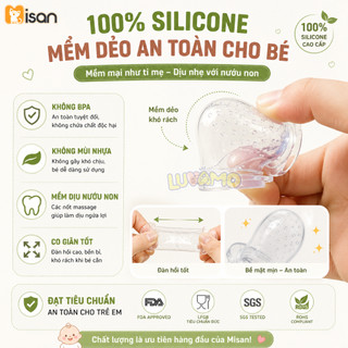 Túi nhai ăn dặm silicon cho bé MISAN kèm 3 núm nhai, gặm nướu hoa quả có núm đẩy đồ ăn