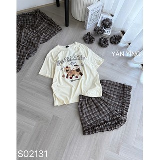 PHẠM THÙY SHOP: SET BỘ ÁO PHÔNG IN HÌNH ĐÁNG YÊU MIX QUẦN ĐÙI KẺ SỌC