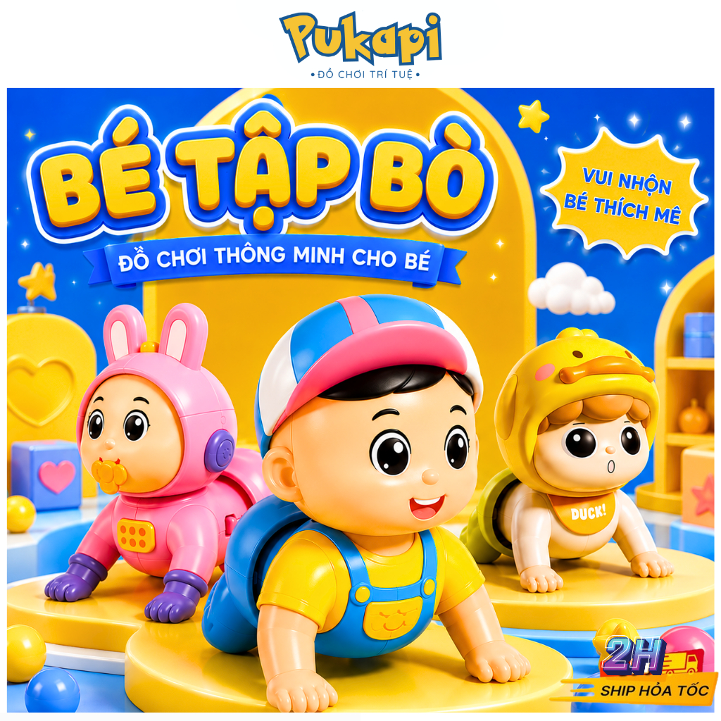 Đồ Chơi Em Bé Tập Bò Tập Bò Cho Bé Đồ Chơi Bé Tập Bò Em Bé Bò Đáng Yêu Có Nhạc Di Chuyển Được - Đồ Chơi Cho Bé PUKAPI