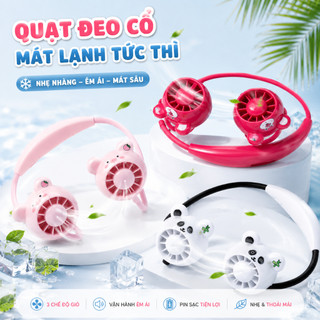 Quạt Sạc Đeo Cổ , Cổng Sạc USB , 3 Chế Độ Gió , Quạt Đeo Cổ Cầm Tay Siêu Mát Dễ Thương