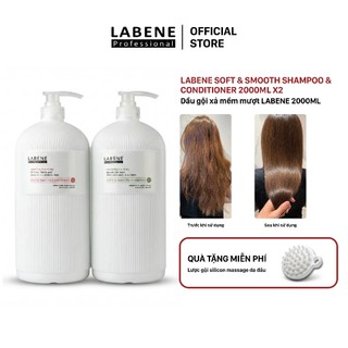 Gội xả Collagen x2 đậm đặc phục hồi tóc hư tổn hiệu quả, làm mềm mượt mái tóc 2000ml*2 | LABENE