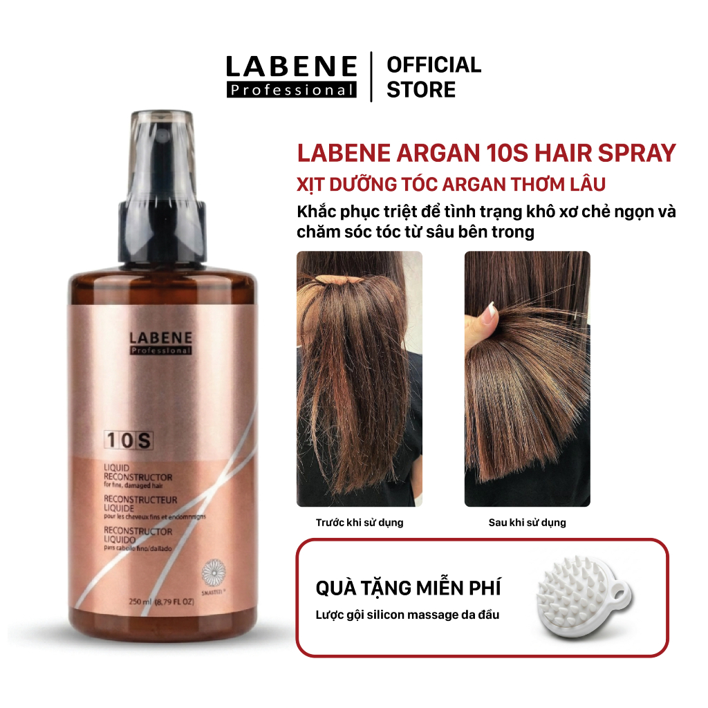 Xịt Dưỡng Tóc Argan Collagen Labene 2 lớp Chai 250ml Phục Hồi Hư Tổn, Cấp Ẩm Bổ Trợ Mọc Tóc LABENE