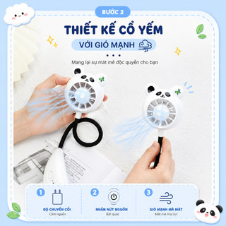 Quạt Sạc Đeo Cổ , Cổng Sạc USB , 3 Chế Độ Gió , Quạt Đeo Cổ Cầm Tay Siêu Mát Dễ Thương