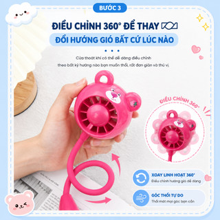 Quạt Sạc Đeo Cổ , Cổng Sạc USB , 3 Chế Độ Gió , Quạt Đeo Cổ Cầm Tay Siêu Mát Dễ Thương