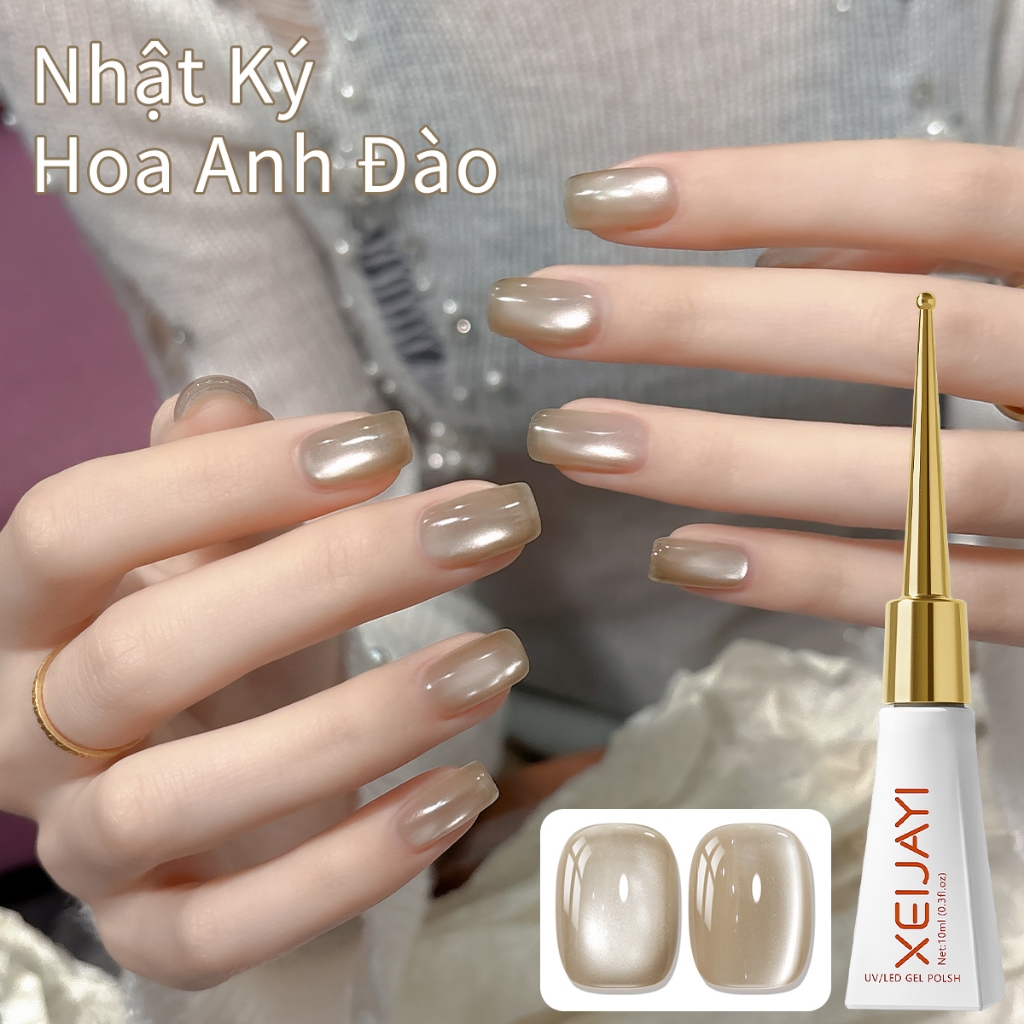 XEIJAYI 10ml - Sơn gel móng tay màu xám nâu hiệu ứng mắt mèo mới, hoàn hảo để tự làm nghệ thuật vẽ móng tại nhà.