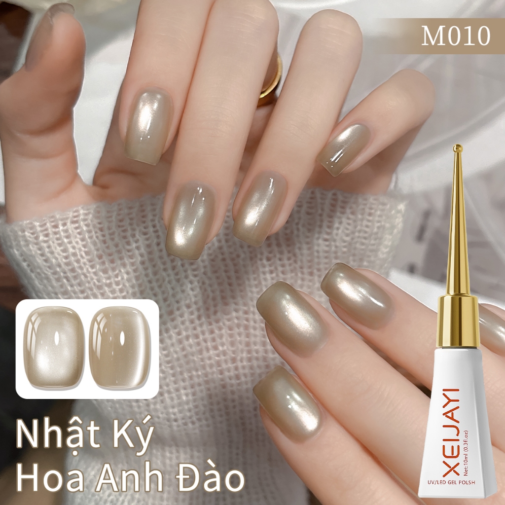 XEIJAYI 10ml - Sơn gel móng tay màu xám nâu hiệu ứng mắt mèo mới, hoàn hảo để tự làm nghệ thuật vẽ móng tại nhà.