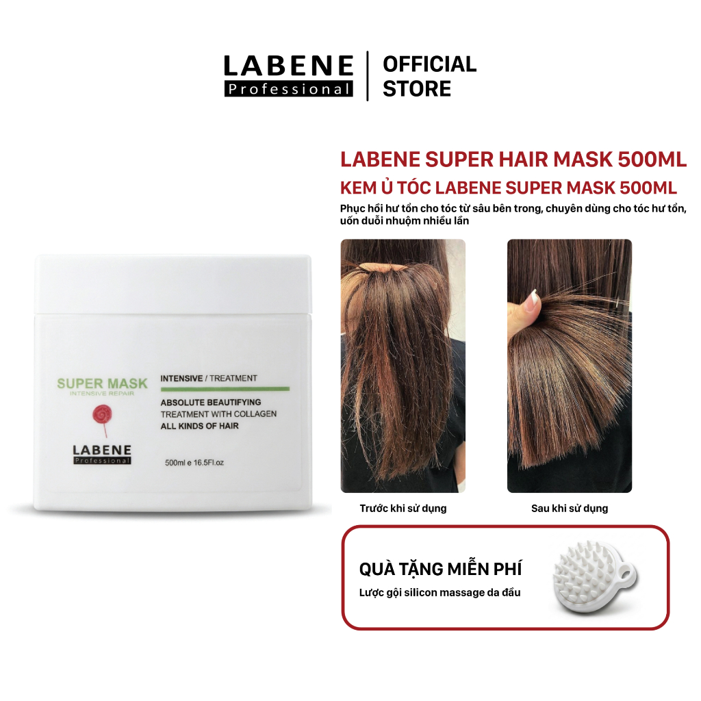 Ủ tóc SUPERMASK LABENE 500ml làm mềm mại, phục hồi, cung cấp dinh dưỡng và độ ẩm cho tóc, giúp tóc khoẻ mạnh