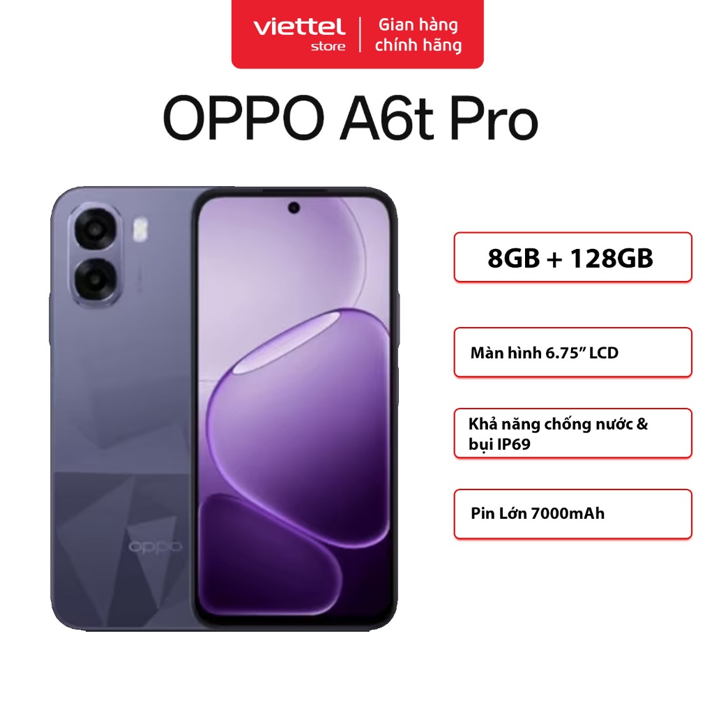 Điện thoại OPPO A6t Pro 8GB + 128GB Chính hãng | Màn Hình 6.75″ LCD | Pin Siêu Lớn 7000 mAh