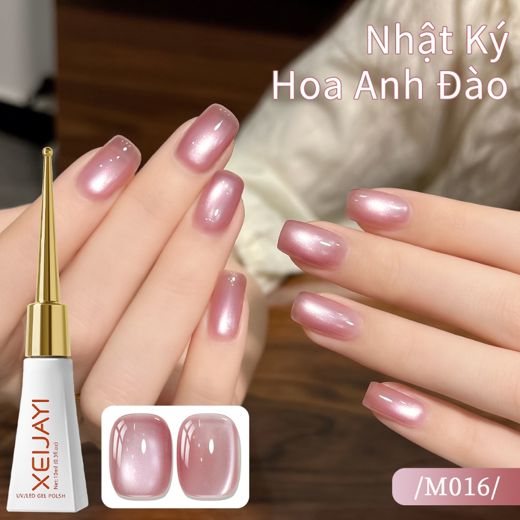 XEIJAYI 10ml - Sơn móng tay gel mắt mèo màu hồng tươi mới, sáng bóng, hoàn hảo khi sử dụng trong tiệm làm móng