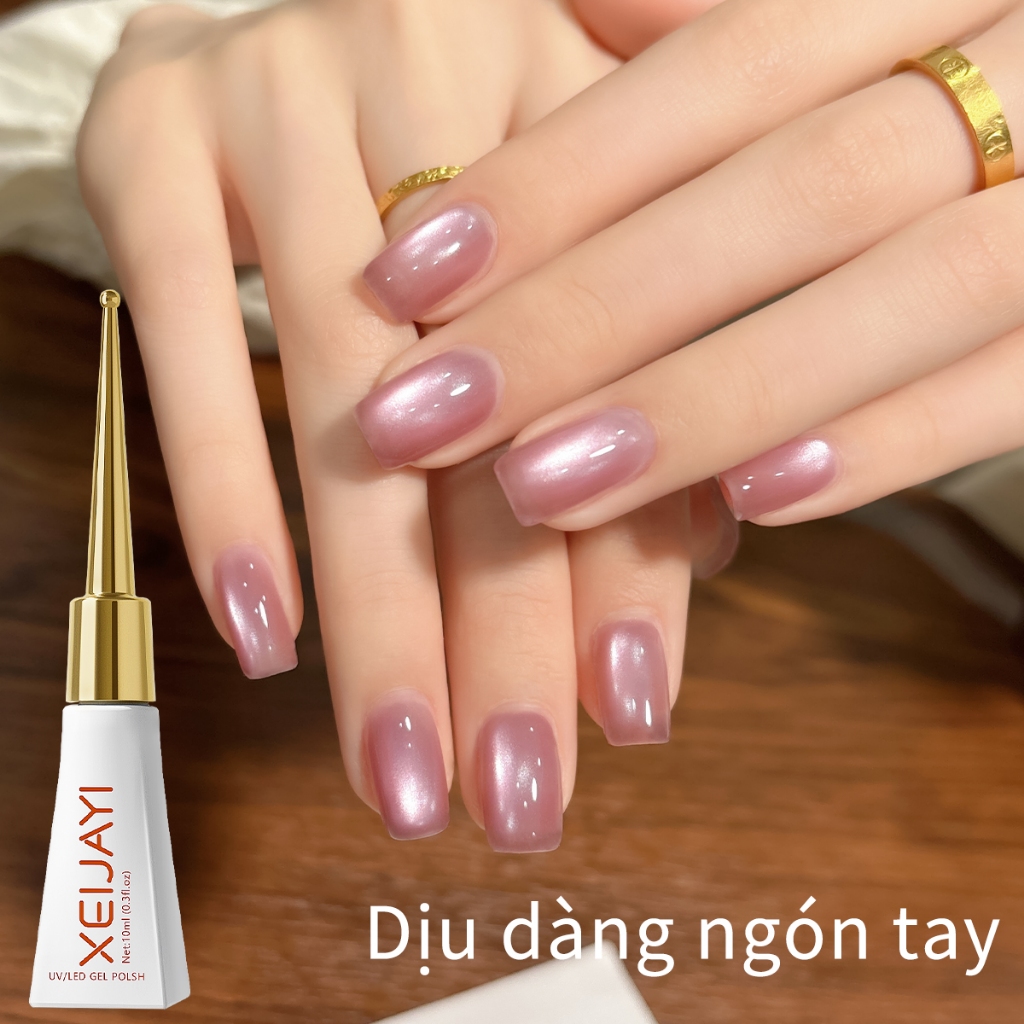 XEIJAYI 10ml - Sơn móng tay gel mắt mèo màu hồng tươi mới, sáng bóng, hoàn hảo khi sử dụng trong tiệm làm móng
