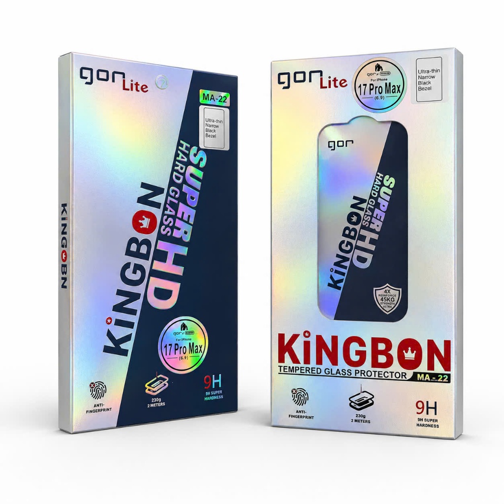 Kính iPhone Siêu Chịu Lực lên Đến 45KG GOR x KiNGBON Chống Mẻ Cạnh Viền Độ Bền Bỉ Siêu Cao