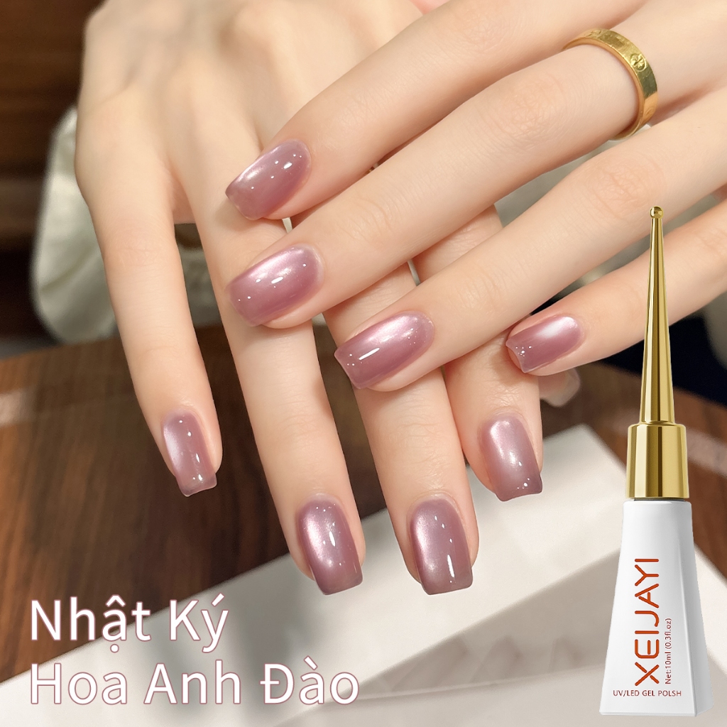 XEIJAYI 10ml-Sơn móng tay gel mắt mèo màu hồng mới, màu sắc bão hòa cao phù hợp với mọi mùa