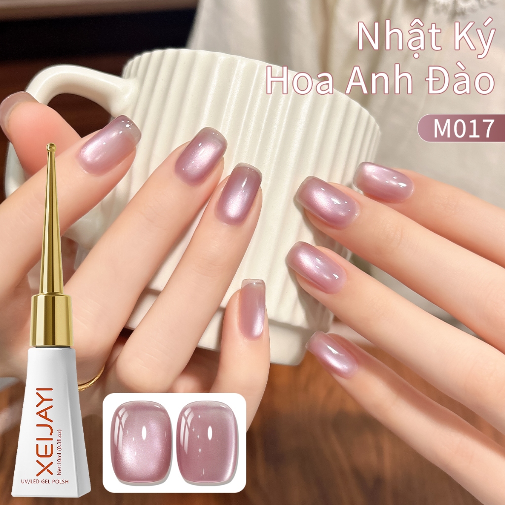 XEIJAYI 10ml-Sơn móng tay gel mắt mèo màu hồng mới, màu sắc bão hòa cao phù hợp với mọi mùa
