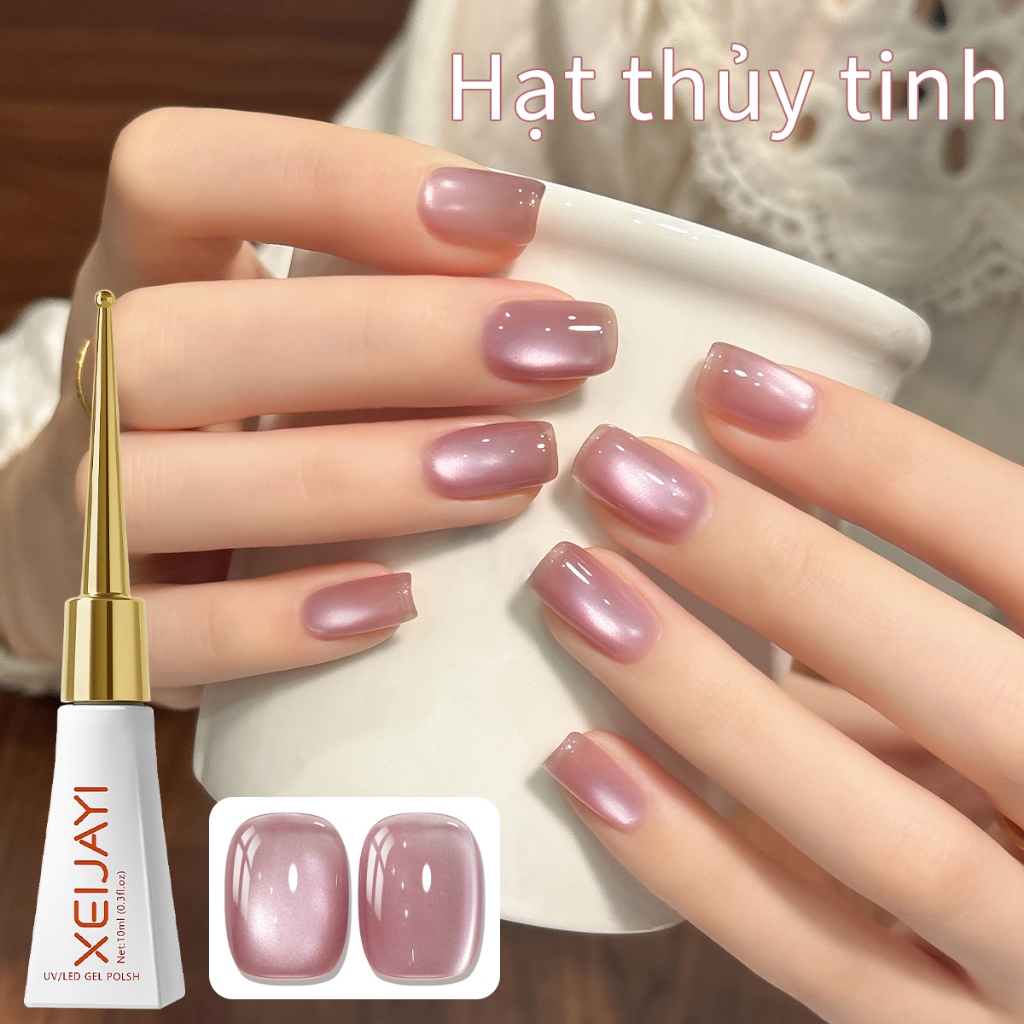 XEIJAYI 10ml-Sơn móng tay gel mắt mèo màu hồng mới, màu sắc bão hòa cao phù hợp với mọi mùa