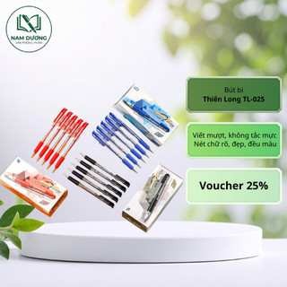 Combo 20/10 bút bi Thiên Long TL-025 ngòi 0.8mm – Bút bi nét to, tấm đệm mềm, viết êm tay