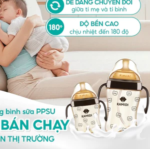 Bình Sữa Kamidi Chất Liệu PPSU Bình Sữa Chống Sặc Và Đầy Hơi Cho Bé Họa Tiết Dung Tích 210ml/300ml