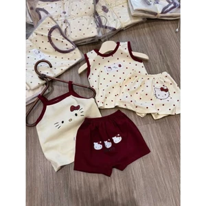 Set bộ bé gái Hello Kitty E. C 2 dây và sát nách siêu xinh, đồ mặc hè hoạ tiết dễ thương cho bé từ 10-35kg