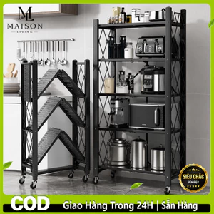 Kệ Để Đồ Gấp Gọn Sơn Tĩnh Điện Kệ Đa Năng Có Bánh Xe, Thiết Kế Tiện Lợi Cho Nhà Bếp Nhà Tắm