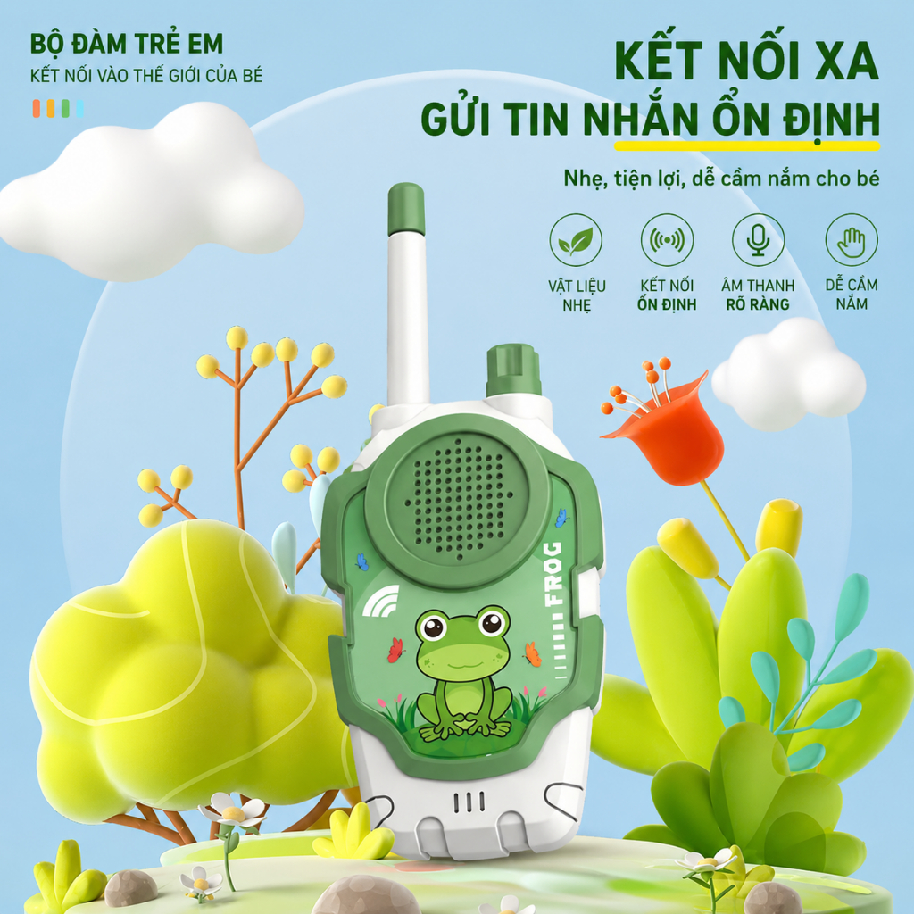 Bộ Đàm Đồ Chơi Trẻ Em Không Dây – Máy Liên Lạc Cầm Tay Cho Bé Kèm Dây Đeo, Âm Thanh Rõ Nét