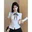 Áo Sơ Mi Trắng Nữ Ngắn Tay Chiết Eo Dáng Ôm Siêu Xinh, Áo Sơ Mi Thêu Chữ Beloved Basic Hàn Quốc Hot