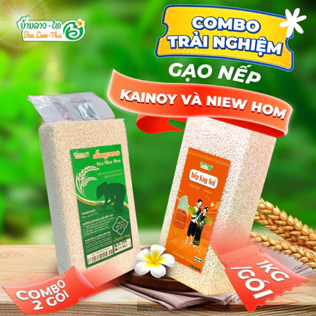 Gạo Nếp KayNọi 1KG + Gạo Nếp NiewHom 1KG