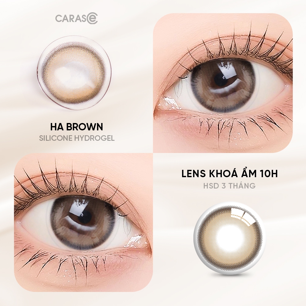 [1 chiếc] Kính Áp Tròng Khóa Ẩm 10H 3 Tháng Màu Ha Brown CARASE, Lens Cận HA BROWN ( 1 chiếc)