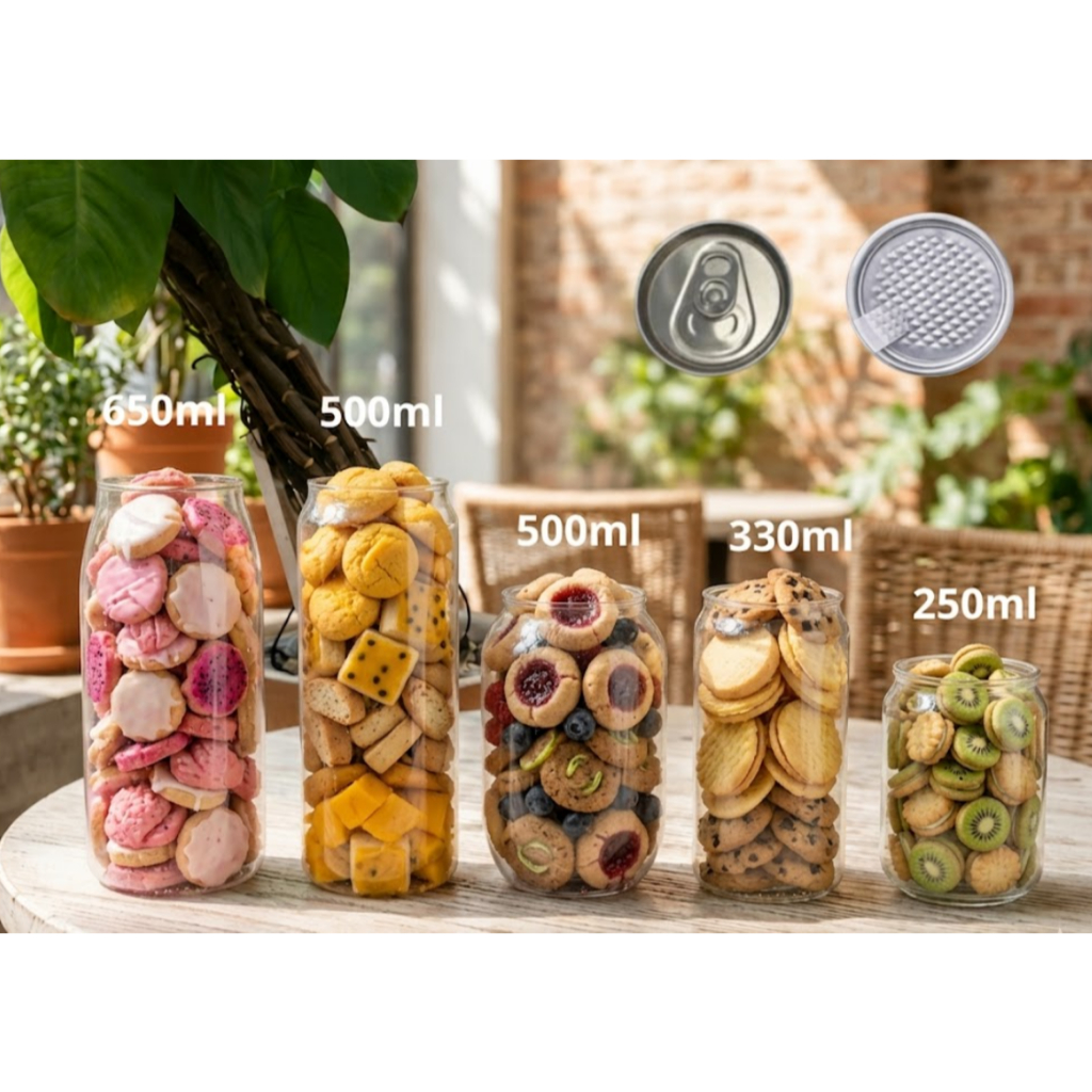 [Sỉ Tận Xưởng] Set 25 Lon Nhựa PET Trong Dày Viền Mí 250-650ml Nắp Nhôm Đựng Trà Sữa Nước Ép Cafe