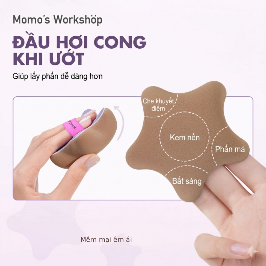 Bông Mút Trang Điểm Sao Biển Đa Năng Momo's Workshop Paopaomi Dewy Puff Starry Night - 2pcs
