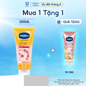 Chống nắng cơ thể Vaseline 50x bảo vệ da với SPF 50+ PA++++ giúp da sáng hơn gấp 2X 300ml