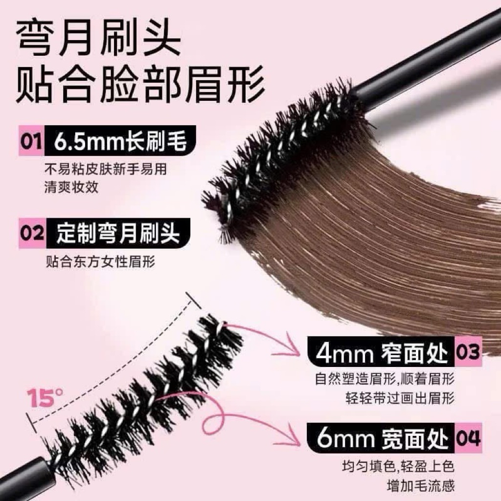 [Chính Hãng] Mascara Chân Mày Rocksweet Đầu Cọ Cong 15 Độ - Chải Sợi Lông Mày Tự Nhiên, Bền Màu Lâu Trôi