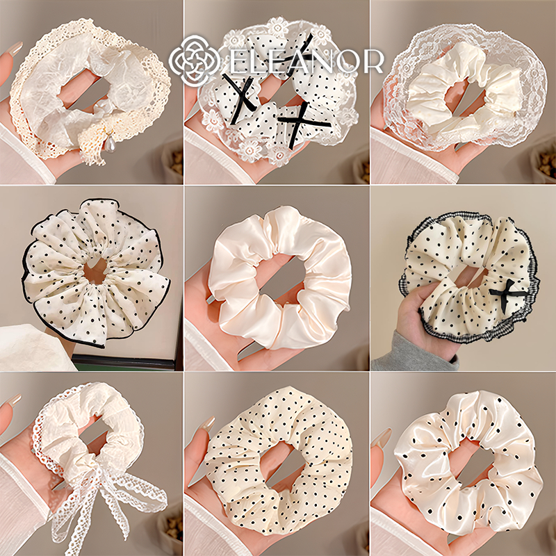 Dây buộc tóc nữ scrunchies Eleanor Accessories phối chấm bi nhiều màu phụ kiện tóc cột tóc 12037