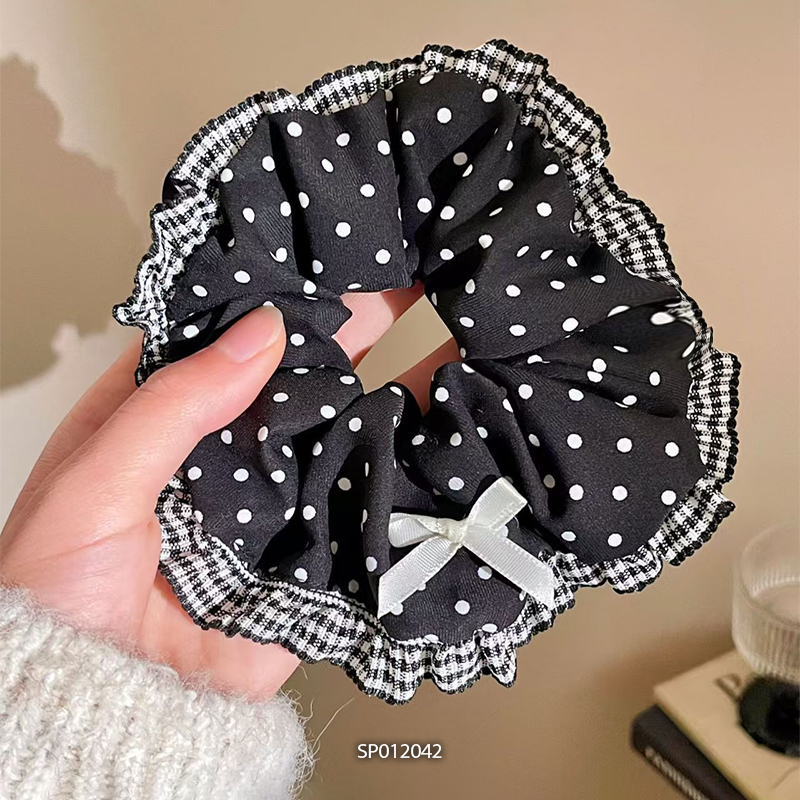 Dây buộc tóc nữ scrunchies Eleanor Accessories phối chấm bi nhiều màu phụ kiện tóc cột tóc 12037